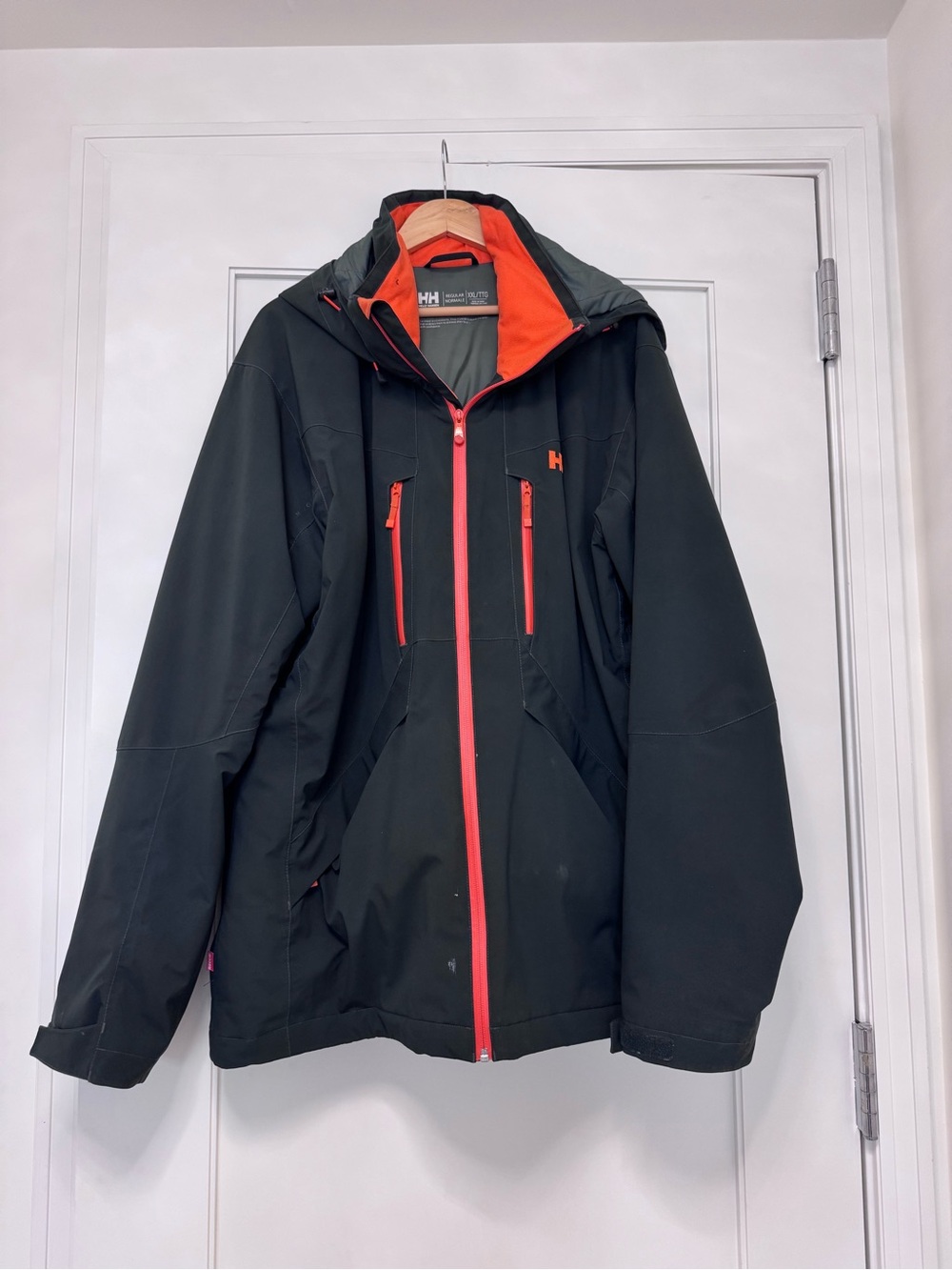 Helly Hansen Men’s Olive Green Jacket with Orange Trim - Waterproof Shell